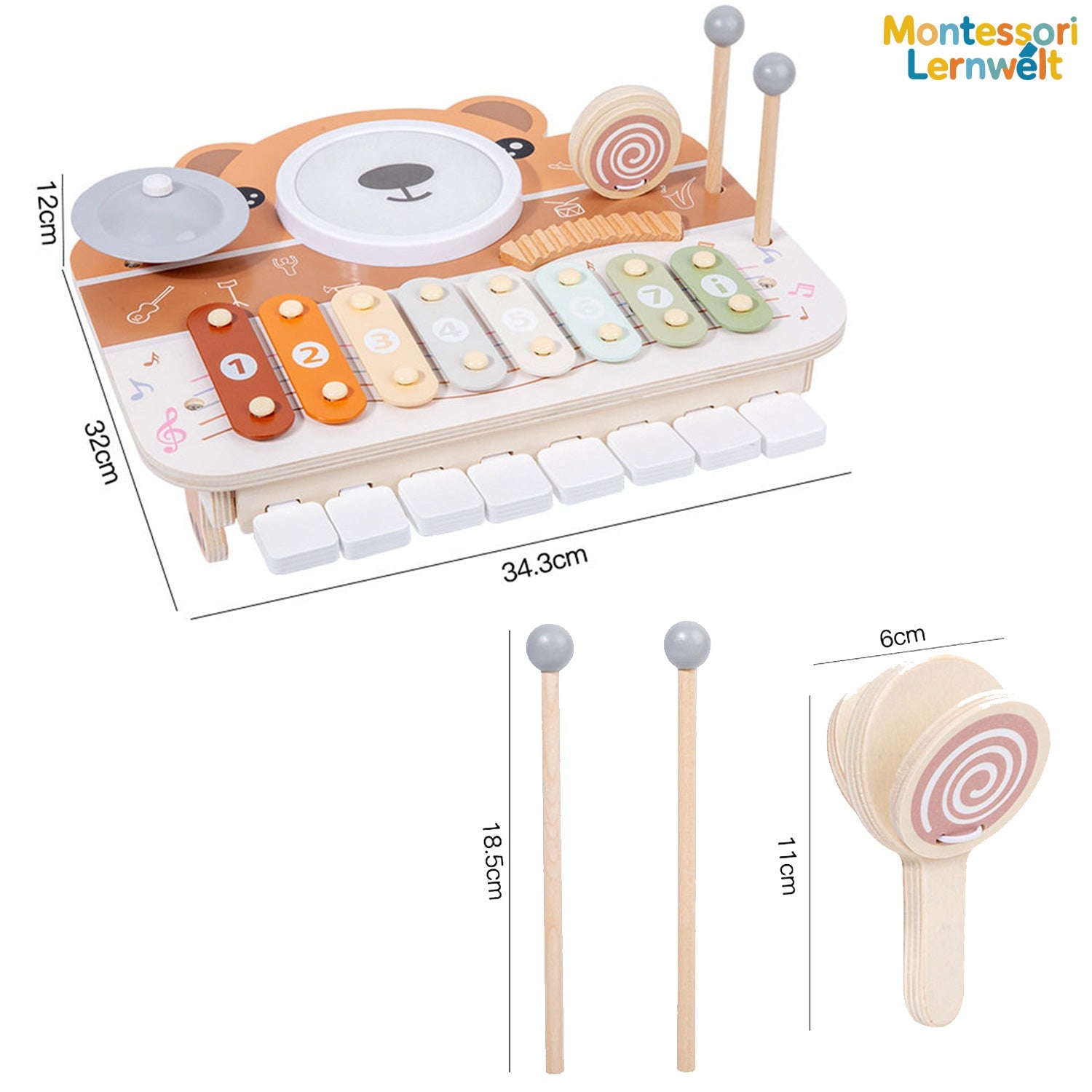 6-in-1 Wood Xylophone