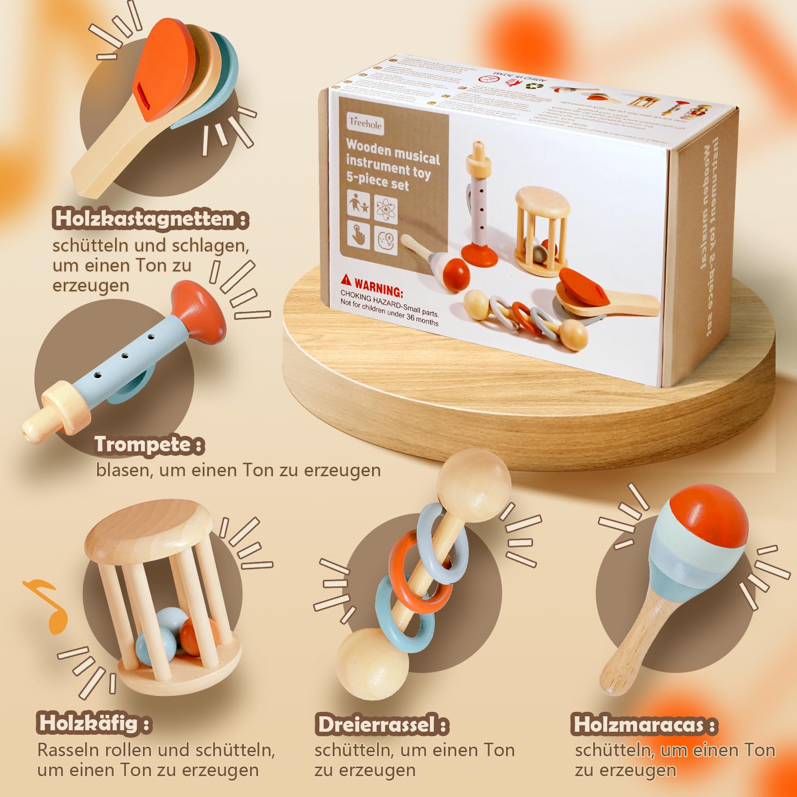 Wood Instrument Set 5pcs