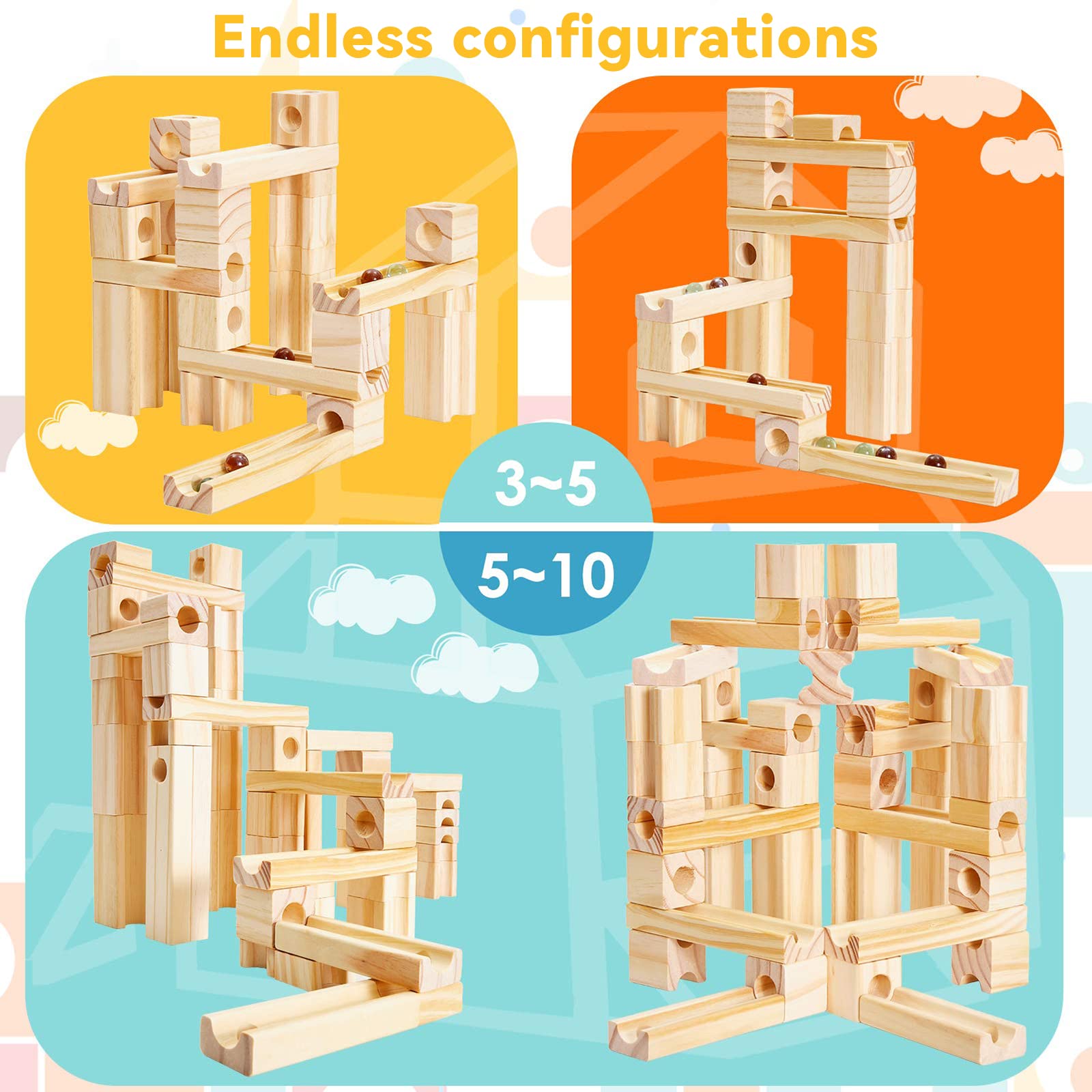Natural Wood Marble Run