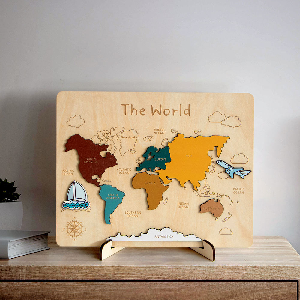 World Map Wood Puzzle